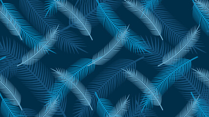 Palm leaves dark blue pattern
