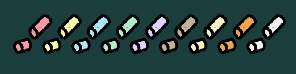 Pieces of chalk Icon design, colorful chalk. Draw a picture on the blackboard.