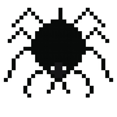 Fototapeta premium Spider icon pixel art. Draw a picture on a white background. Vector illustration. Happy Halloween.