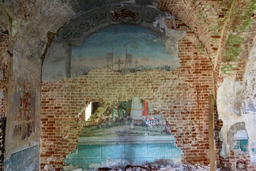 painting of the walls of an abandoned Orthodox church © ork_0013