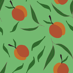 seamless pattern with peach on green