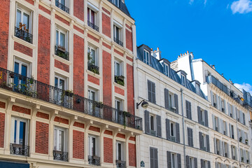Fototapeta na wymiar Paris, beautiful buildings, avenue de la Republique in the 11e district 