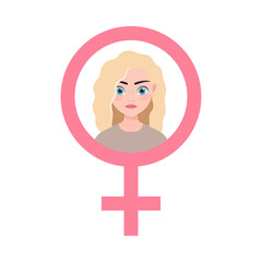 pink venus sign on a white background, vector illustration