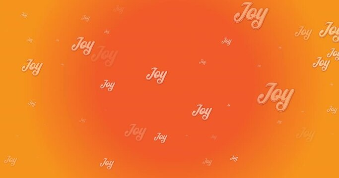 Animation of multiple joy texts at christmas on orange background