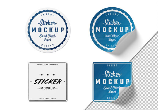 Sticker Mockup with Curled Corner