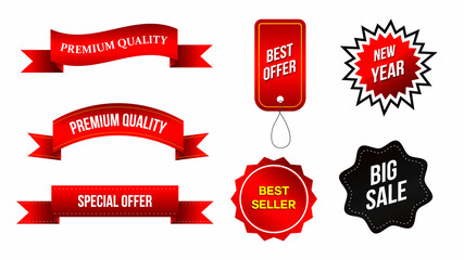 set of sale labels. new year offer big sale vector illustration