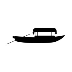 Silhouette Chinese traditional boat. Water transport.
