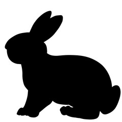 The silhouette of a rabbit or hare. Bunny on a white background. A long-eared rodent from a farm. Fluffy pet
