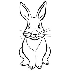 Fototapeta na wymiar The silhouette of a rabbit or hare. Bunny on a white background. A long-eared rodent from a farm. Fluffy pet