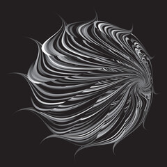 Decorative sphere. Abstract round spiral Striped design element