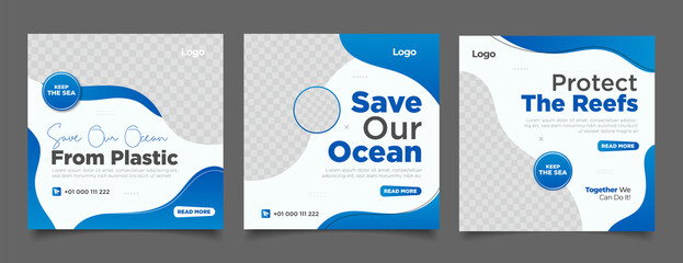 Save the oceans social media post template