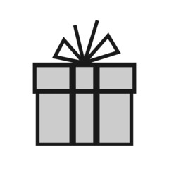 Simple gift box line icon. Stroke pictogram. Vector illustration isolated on a white background.