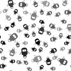 Black Barber apron icon isolated seamless pattern on white background. Apron of a hairdresser with pockets. Vector