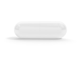 White pill isolated on white background. 3d illustration.