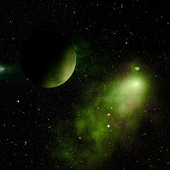 Fototapeta na wymiar Far-out planets in a space.