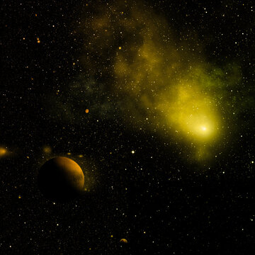 Far-out planets in a space.
