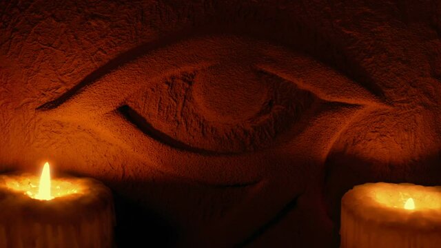 Candles Flicker By Eye Of Ra Egyptian Rock Carving