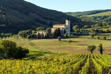 The abbey of Sant'Antimo, Castelnuovo dell'Abate, Siena, Tuscany, Italy