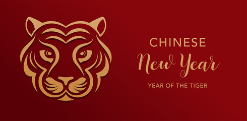 Fototapeta na wymiar Chinese new year 2022 year of the tiger - Chinese zodiac symbol, Lunar new year concept, modern background design