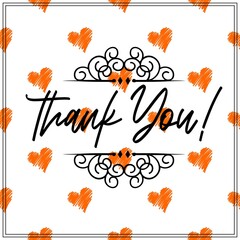 Thank You Card. Hand Written Lettering for Title, Heading, Photo Overlay, Wedding Invitation, Thank You Message.