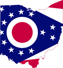 Simple flat flag administrative map of the Federal State of Ohio, USA