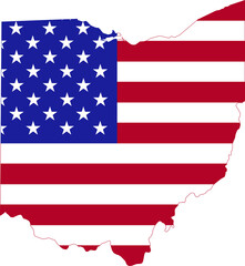Simple flat US flag administrative map of the Federal State of Ohio, USA