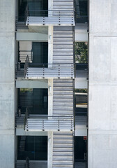 Fototapeta premium emergency stairs in concrete building, modern pattern, modern architecture, industrial architecture
