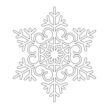 Snowflake for coloring book, coloring pages and design element for Christmas. Antistress. Line art design. Vector illustration