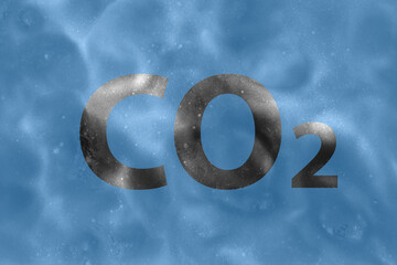 The inscription CO2, Carbon dioxide sign on thick smog background. Design element