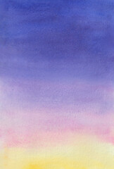 Watercolor hand drawn cloudy sky illustration background