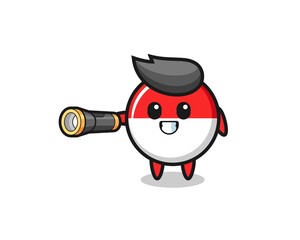 indonesia flag mascot holding flashlight