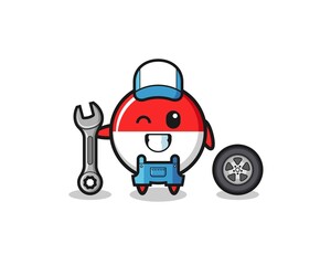 the indonesia flag character as a mechanic mascot