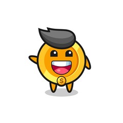 Obraz premium happy dollar coin cute mascot character