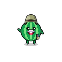 cute watermelon as veteran cartoon
