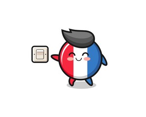 cartoon france flag is turning off light