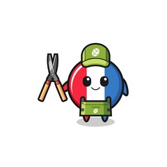 cute france flag as gardener mascot