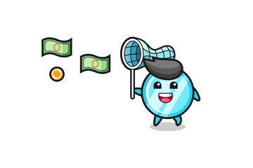 illustration of the mirror catching flying money