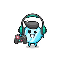 mirror gamer mascot holding a game controller