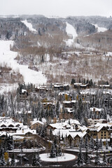 Vail Resorts in Colorado. covered in snow after an early season storm. 