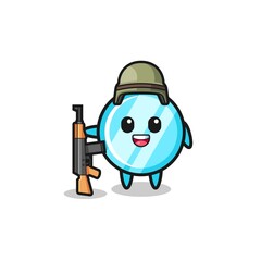 cute mirror mascot as a soldier