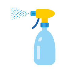 Sanitizer cleaning spray bottle isolated flat vector icon, antibacterial and virus antiseptic disinfection, COVID-19 prevention, coronavirus epidemic protection.