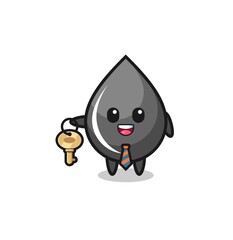 cute oil drop as a real estate agent mascot