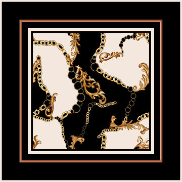 seamless chain and baroque square scarf pattern 