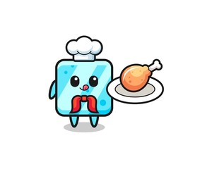 ice cube fried chicken chef cartoon character