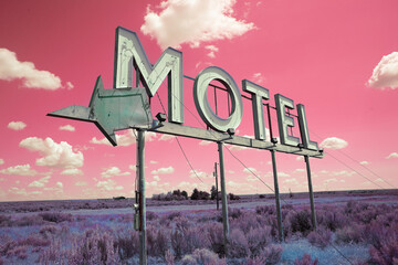 Motel Sign under pink sky