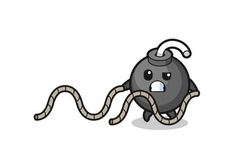 illustration of bomb doing battle rope workout