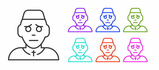 Black line Priest icon isolated on white background. Set icons colorful. Vector