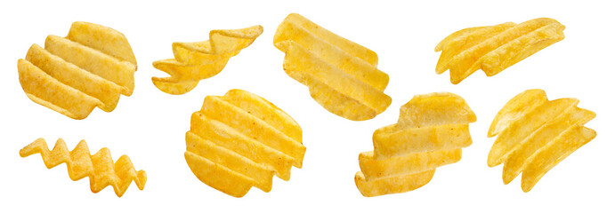 Fluted potato chips set, isolated on white background © Yeti Studio