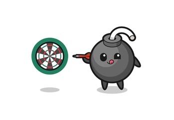 cute bomb is playing dart
