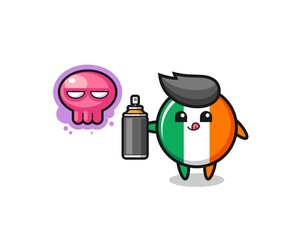 ireland flag cartoon make a graffiti with a spray paint